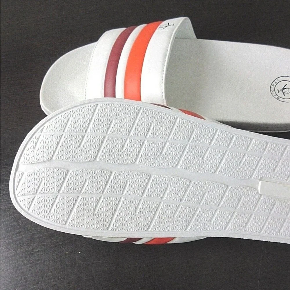 NEW!! Men’s Original Penguin Arthur Slide Sandal White/Orange/Red Size 13